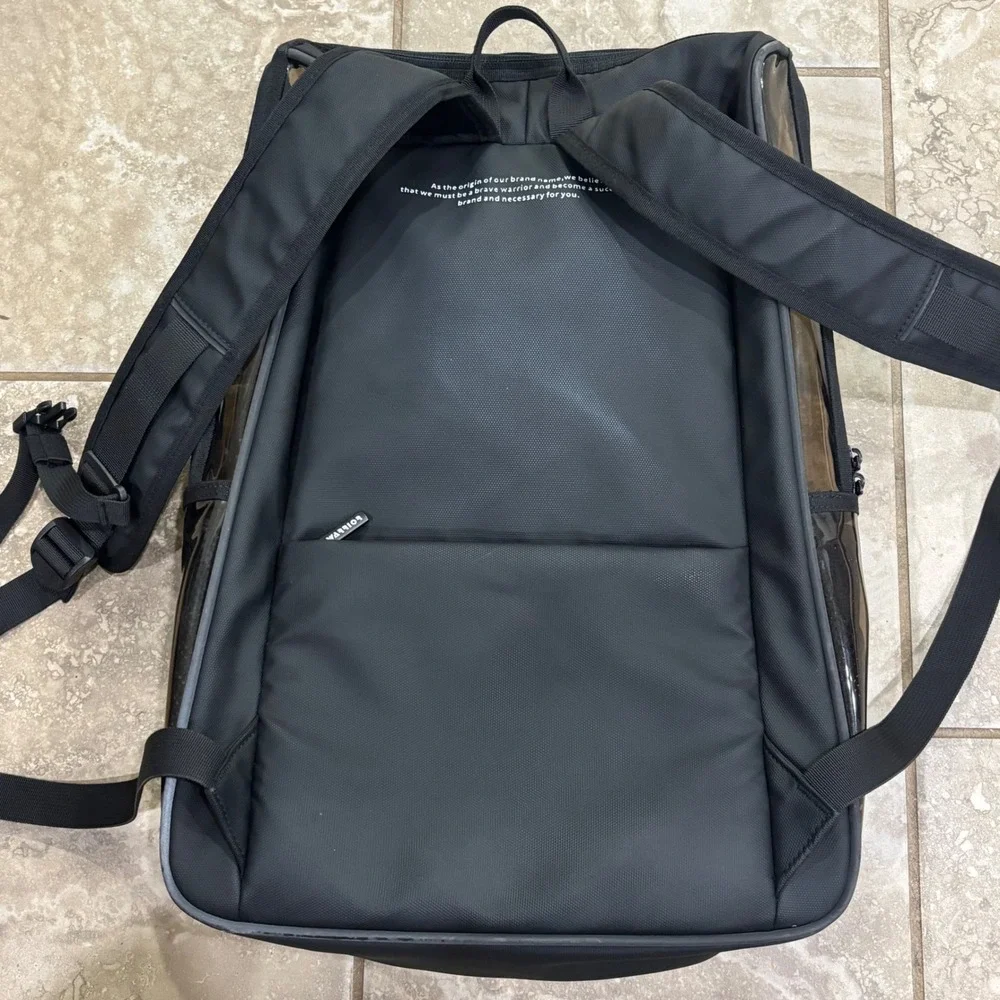 Himz Warrior Transparent Black PVC Backpack Men Stadium Approved Bag